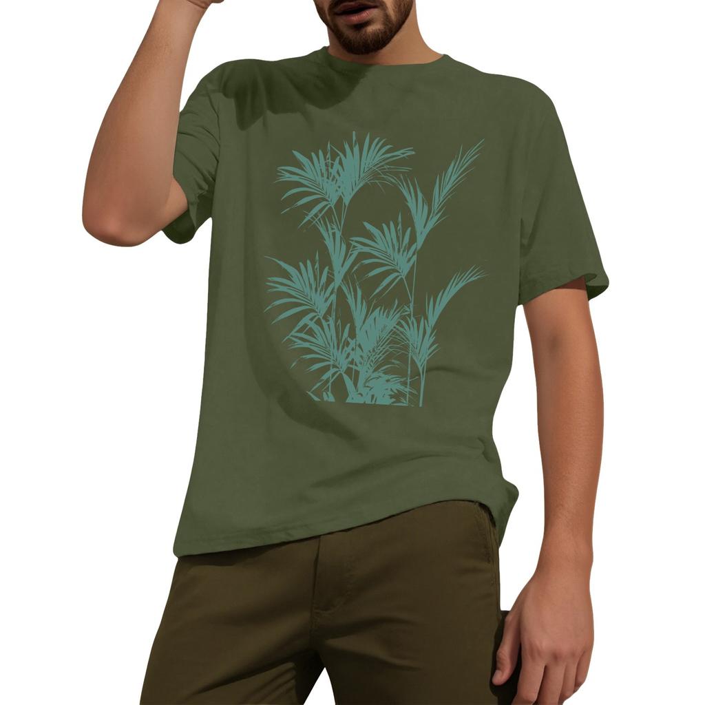 Men's Fashion Printed Round Neck Straight Shoulder Short Sleeve T-Shirt Top