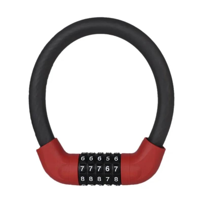 Portable Anti-Theft Cable Lock for Bicycles with 5-Digit Password Silicone Wrapped Anti-Rust Alloy Bold Design for Security