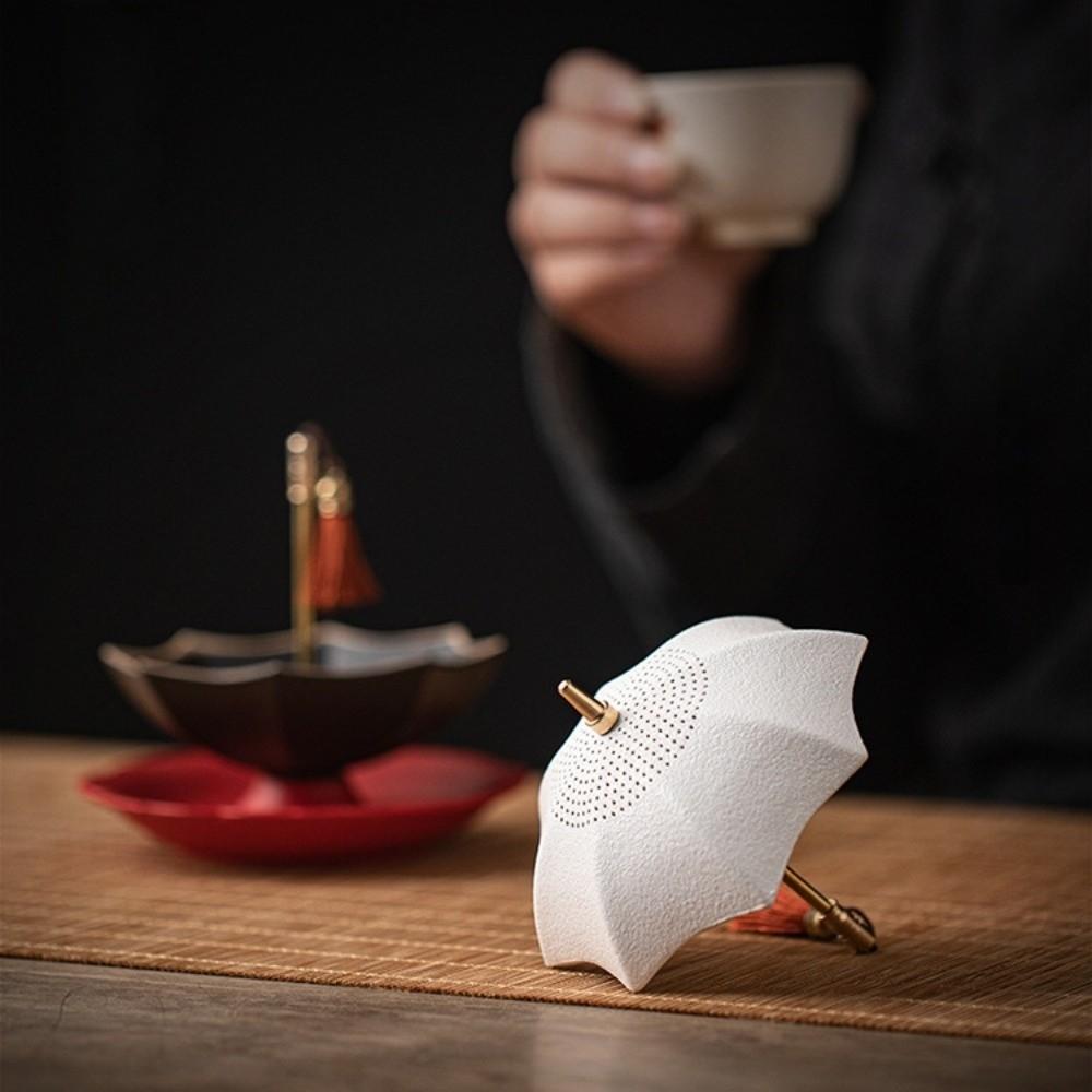 Ceramic Umbrella Tea Strainer Chinese Style Blue and White Porcelain Tea Filter Tea Room