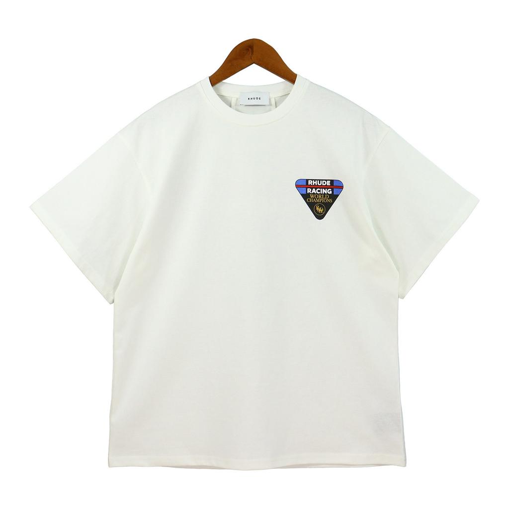 24SS New American Vintage High Street RHUDE Simple Letter Print Couple Street Loose Casual Versatile Pure Style