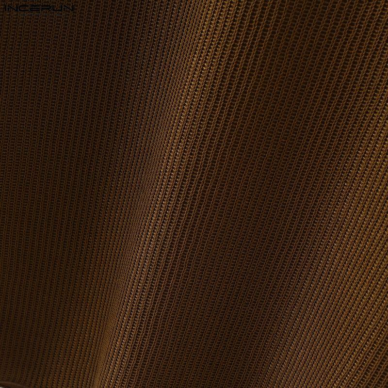 INCERUN Spring Men Long Sleeve Casual Loose Rib Pullover T-shirts Tops