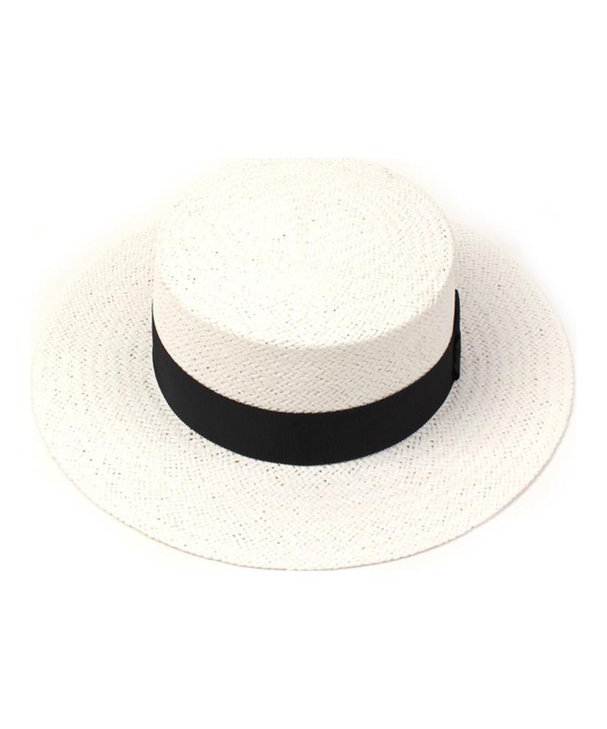 Black Metal White Flat Panama Hat