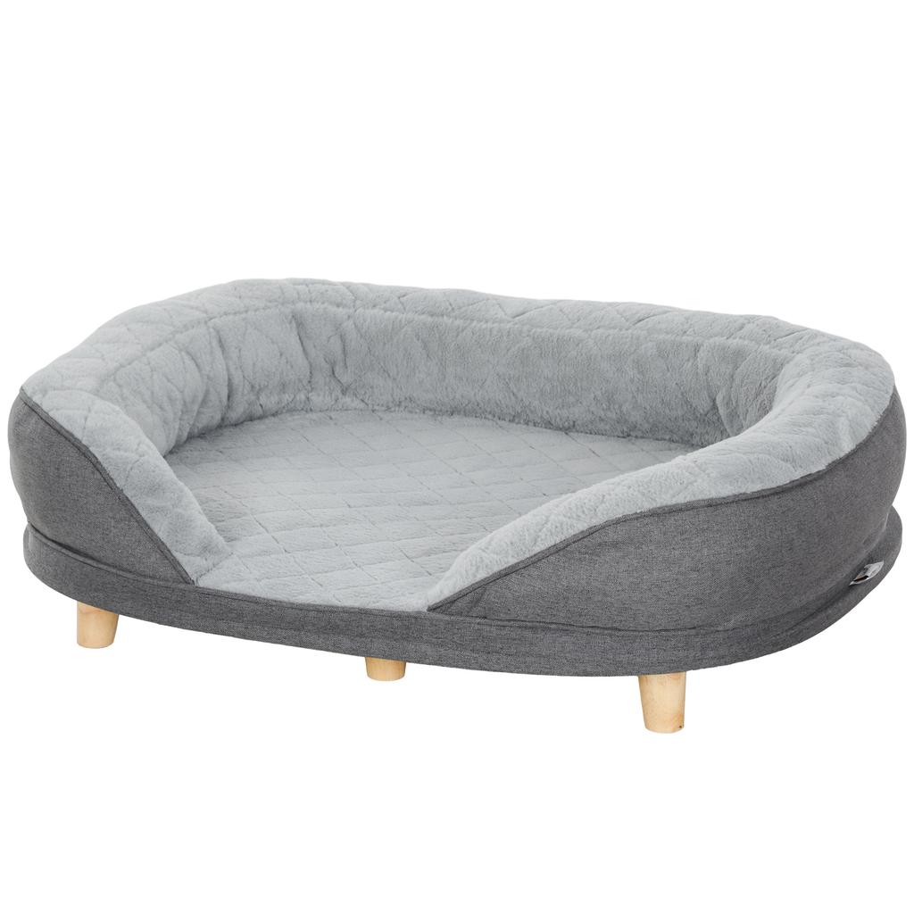 Dog Bed for Dogs Up to 25 kg, Removable Cover, Non-Slip Feet, 90 x 78 x 25 cm, Gray