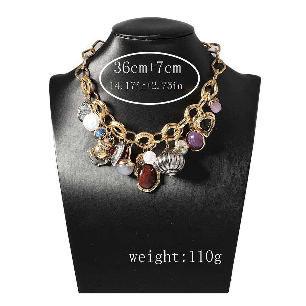 ZA cross-border leisure light luxury, personalized retro fashion trend, various pendants, chain necklaces, literary and versatile women