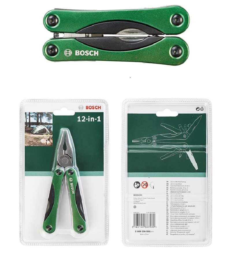 BOSCH ze składanym i nierdzewnym 2609256D91 Wielofunkcyjne narzędzie 12 w 1 Szczypce wielofunkcyjne, Nóż, Szczypce wielofunkcyjne, Stal, [Używane]