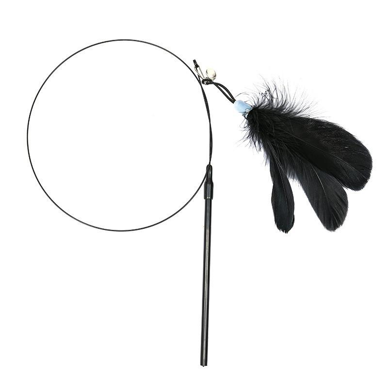 Cat Teaser Stick with Bell, Bite-Resistant Feather, Suction Cup, Self-Entertainment Toy