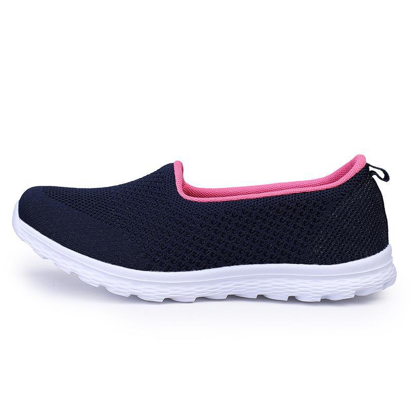 Foot Lazy Shoes Women's Flying Weaving Shallow Mouth Women's Shoes Casual Breathable Flat Bottom Single Shoes Mesh Four Seasons Shoes Large Size