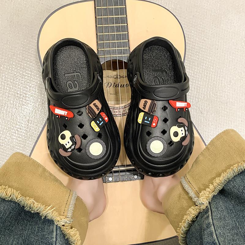 Fashion 2025 Summer Autumn Platform Slippers Woman Men Fashion Clogs With Cute DIY Dog Shoelaces Couples Indoor Street Slides Plus Size