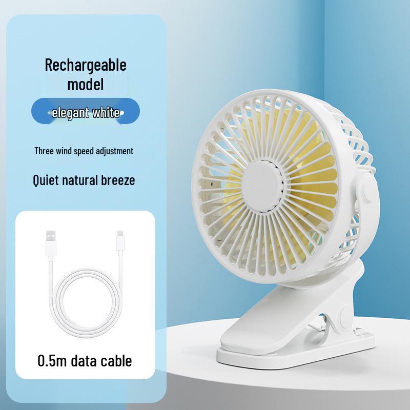 Ultra-Quiet USB Rechargeable 4-inch Clip Fan - Long Battery Life, Perfect for Desktop & Summer Use