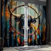 2pcs Highland Cow Dreamcatcher Curtains - Boho Chic Feather Design   Semi-Transparent Polyester Drapes with Vibrant Autumnal Fore
