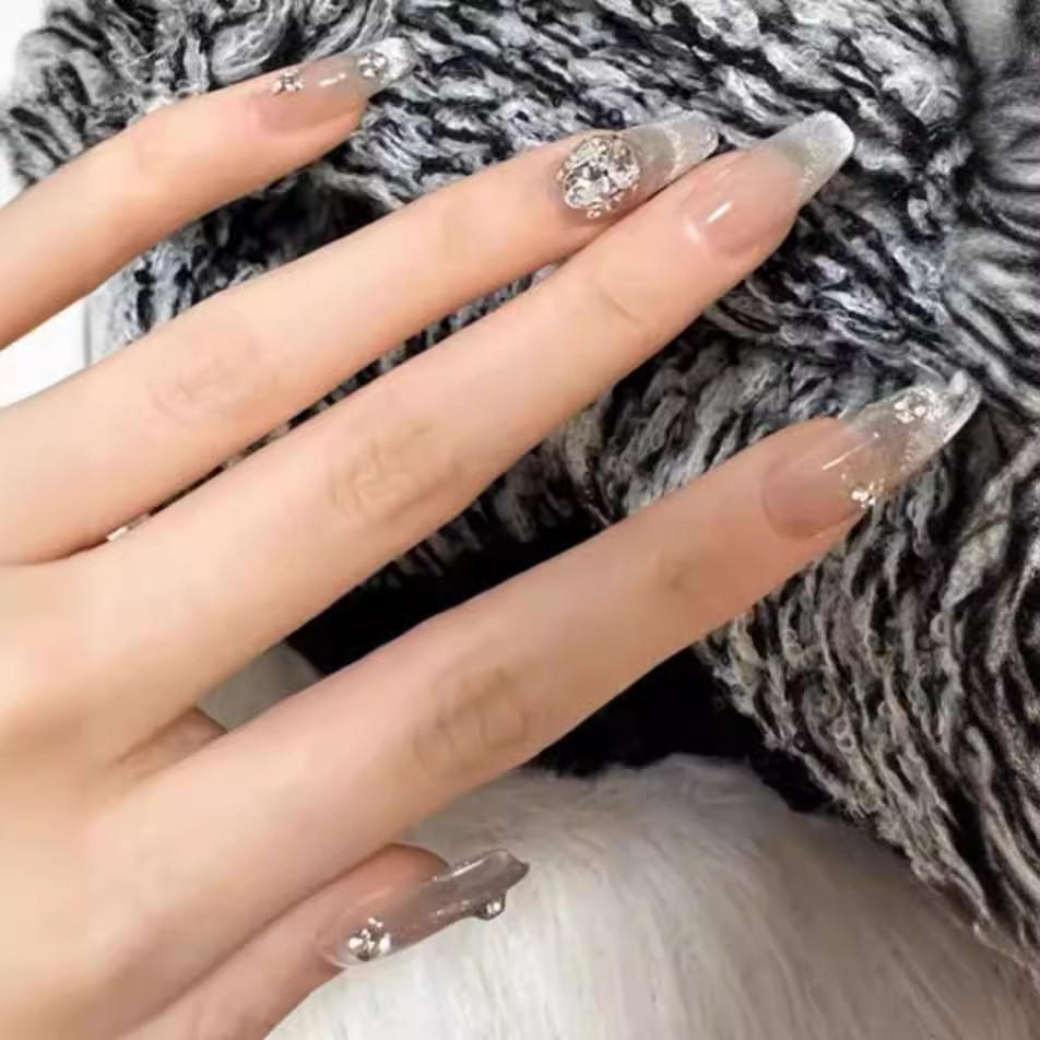 Hand Cats Eye Wearing Nail Art Water Diamond Nude Color Whitening Patch Nail