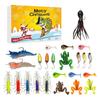 2025 Fishing Advent Calendar Christmas Countdown Calendar with 24 Baits 24 Days Fishing Lures Set for Men Dad Teen Anglers