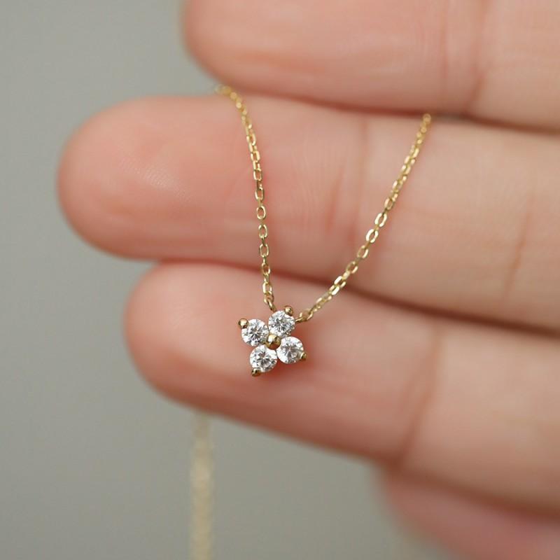 

Real 925 Silver Fashion Sweet Zircon Flower Pendant Necklace For Women Wedding Party Fine S925 Jewelry Gold