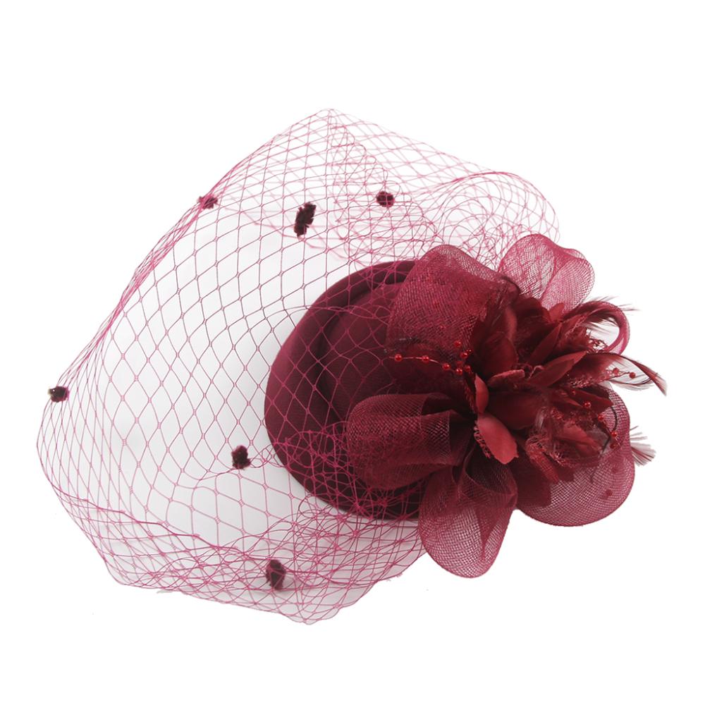 Mesh Dots Small Fedoras Headwear Headband Flower Veil Hair Clips Women Mini Mesh Hat  Dinner Party