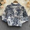 RUGOD Fashionable Temperament Suit Women's Tie-dye Printed Short Shirt High Waist A-line Skirt Western Style Two-piece Suit