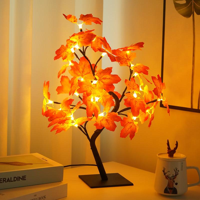 24 LED Rose Tree Lamp USB Powered Rose Flower Night Light PHalloween Christmas New Year,Ideal Bedroom & Tabletop Decoration Gift C