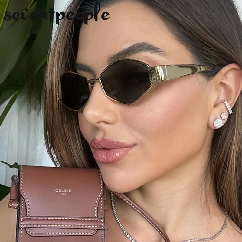 Small Frame Polygonal Sunglasses Women Luxury Brand Designer Metal Punk Sun Glasses For Men Vintage Rhombus Sunglass Shades