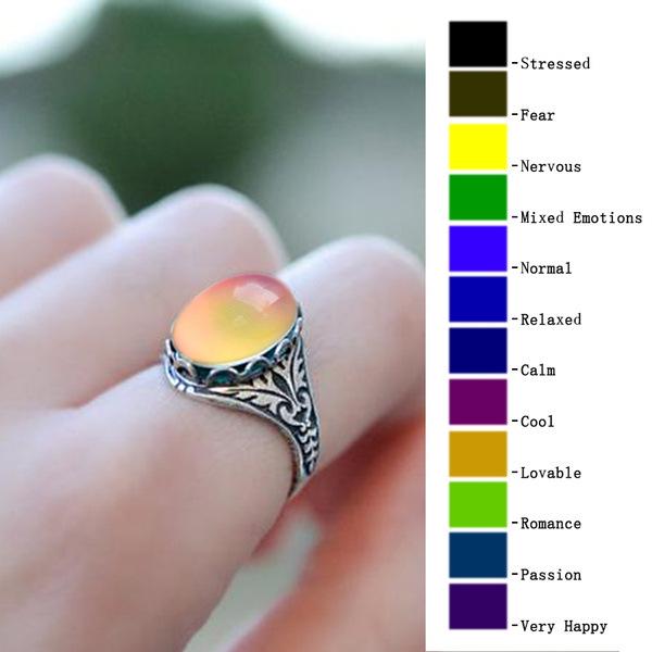 Color-Changing Temperature-Sensing Retro Engagement Ring for Women Size 11