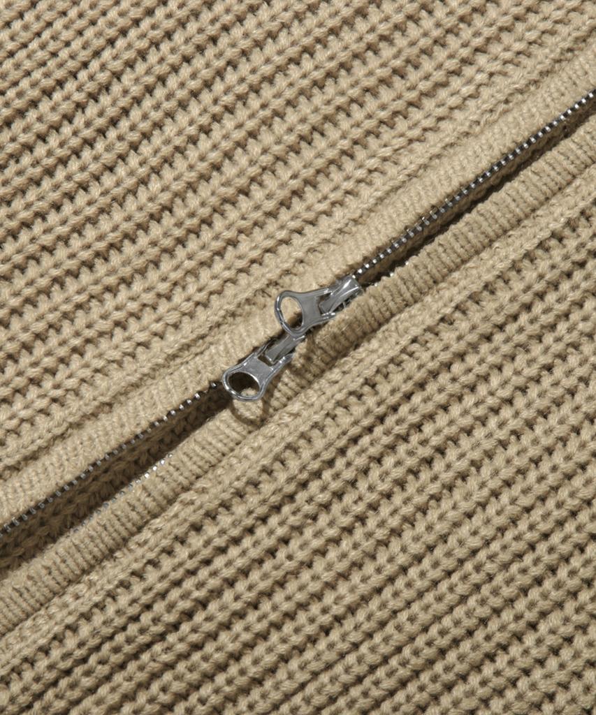 TRILLION Lavable Poilu Brossé Maille Zippée à Capuche (Beige)