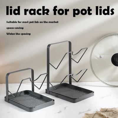 Kitchen Pot Lid Holder & Cutting Board Organizer Multi-Functional Countertop Storage U-Shaped Grooves Fit Large/Small Lids
