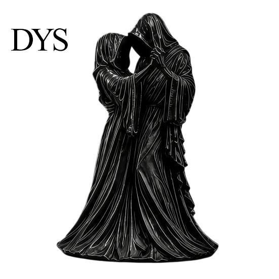 Detailed Gothic Craft Faceless Lovers Figurine, Dark Ghost Couple Sculpture, Mysterious Halloween Statue Desktop Ornament for Shelf Mantel Table Home