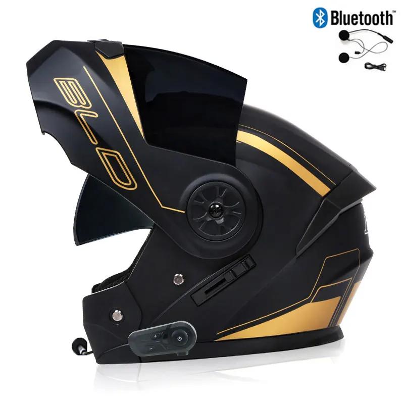 Bluetooth Motorcycle Full Face Helmet Men Women Safety Downhill Motocross Racing Modular Flip Up Helmet Casco Moto DOT Approved