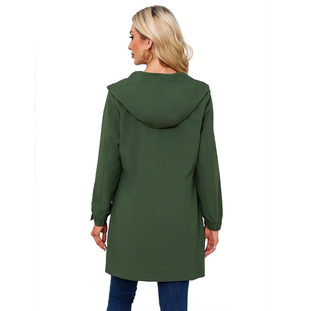 Women's Water-Repellent Windbreaker: Hooded, Long Sleeve, Loose Fit, Perfect for Spring & Autumn Outdoor Sports.