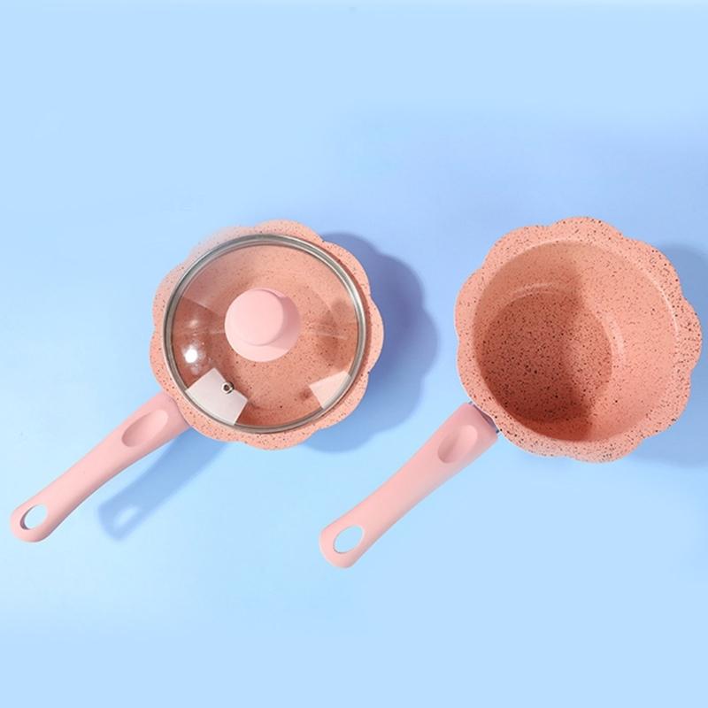 Nonstick Frying Pans Pots for Milk Boiling and Soup Making Convenient Cookware with Glass Cover Lid Food Cooking Tool