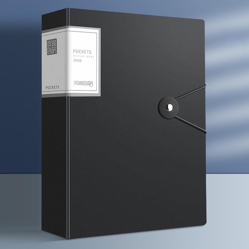 A4 Thickened Folder 100 Pages Information Book Large Capacity Diy File Folder Multifunctional Document Organizer Desktop Storage