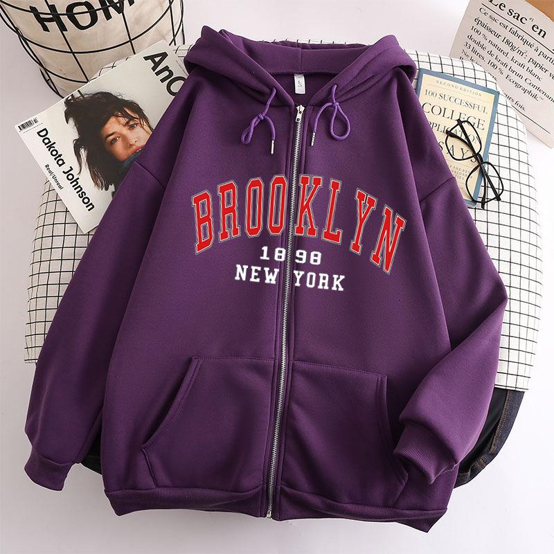 New zipper hooded sweater European and American los angeles california coat top European size