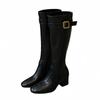 2025 Autumn and Winter New Product Metal Fasteners European and American Niche Temperament British Style Gentle Retro High Boots