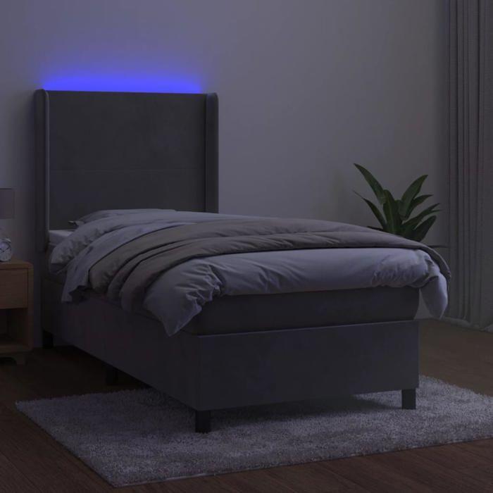 VidaXL Sommier à Lattes de Lit avec Matelas et LED, Lit Rembourré, Lit Simple, Lit Adulte de Chambre à Coucher Intérieur, 3139409