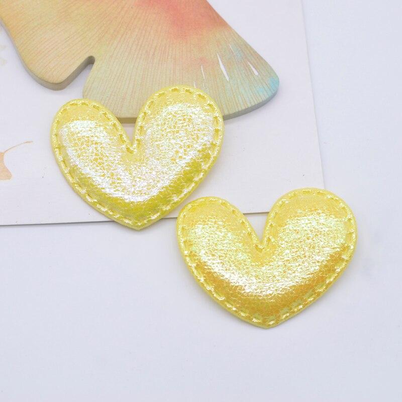 30Pcs 43*35mm Glitter Heart Applique Padded Patches for Clothes Hat Crafts Sewing Supplies DIY Headwear Hair Clips Bow Decor