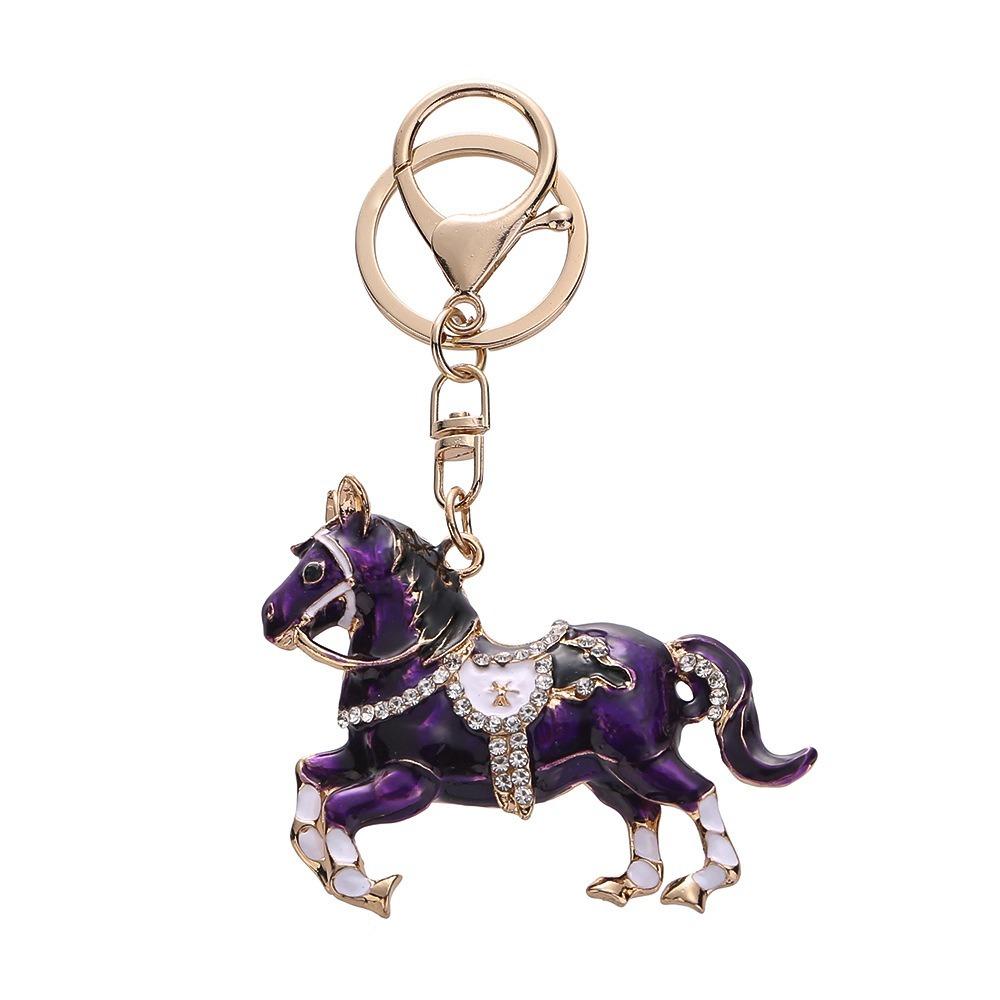 Exquisite Crystal Horse Keychain Rhinestone Studded Pony Keyring Horse Shape Charm For Women