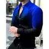Fashion Luxury Party Evening Dress Shirts Lapel Button Down Shirts Casual Printed Newspaper Text Art Men's Top Shirts