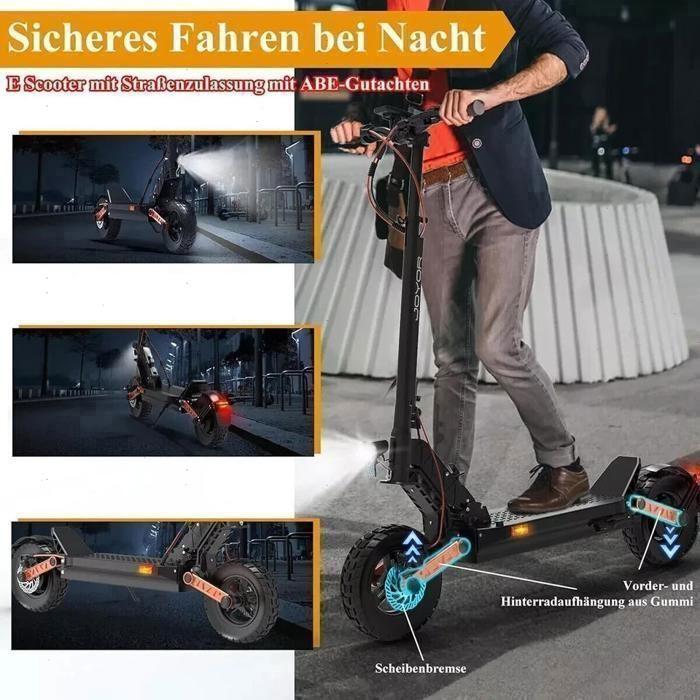 Trotineta elétrica JOYOR S5 PRO (com certificação ABE) - Motor 500 W -- Bateria 48 V-26 Ah - Freios a disco - Preto