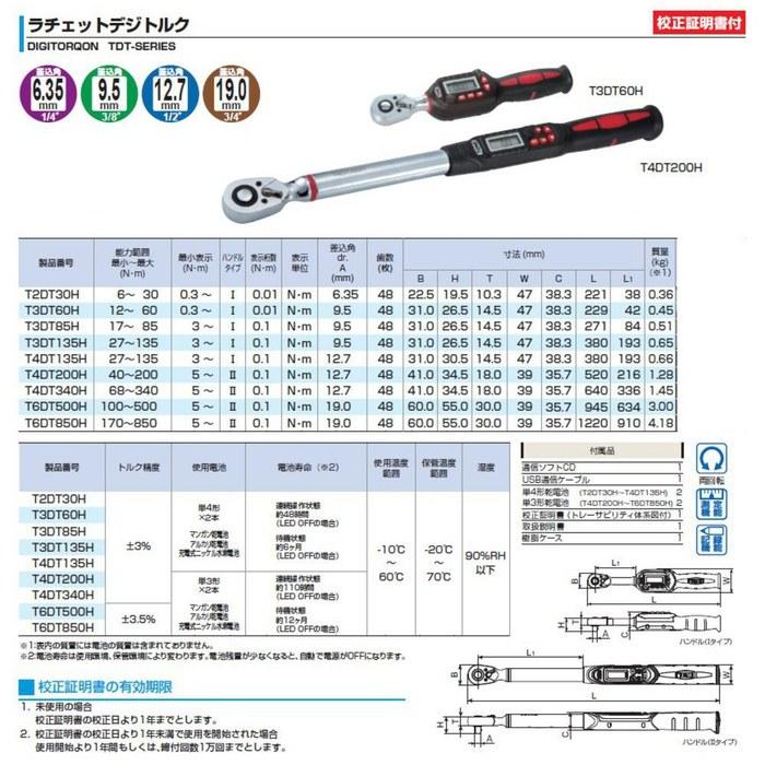 [Tone] Ratchet Digital Torque Wrench T3DT60H (Black) 60N m, 3/8" Drive