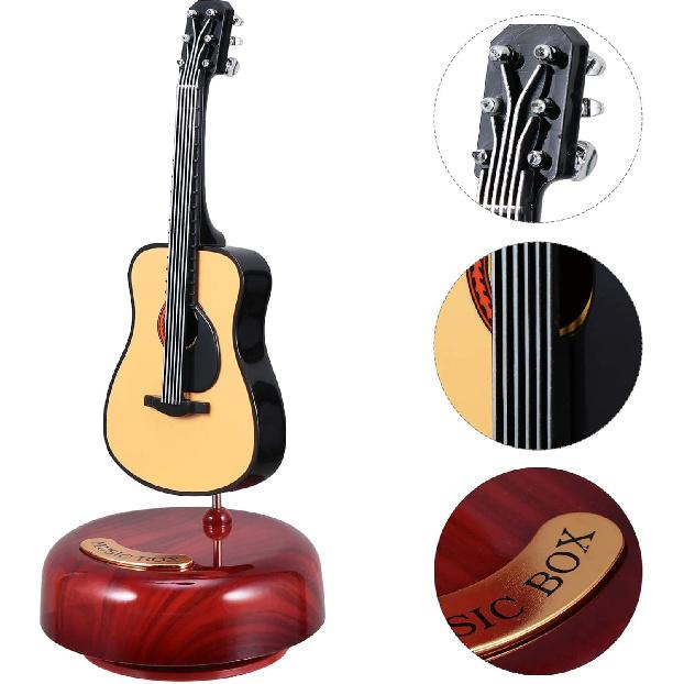 Milisten Box Music Box Mini Guitar Figurines Musical Instrument Miniature Vintage Valentines Day Mothers Day Guitar Instrument Decoration Clockwork