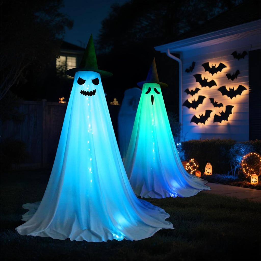 2Packs Halloween Decorations Outdoor,Halloween Party Decorations Indoor, Decor With Remote Control String Lights,Halloween Lights For Porches Yards