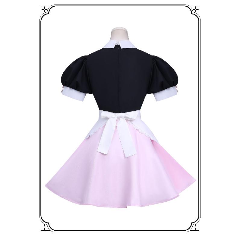 Miraculous Ladybug Marinette Maid Anime Maid-style Cosplay Dress Halloween Convention Outfit Pink Shorts