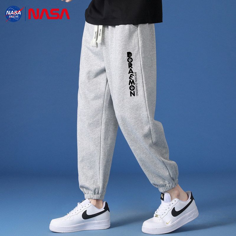 NASA Joint-Name Men's Sweatpants Summer Ice Silk Thin New Sports Men's Pants Spring and Autumn Capri Casual Trousers