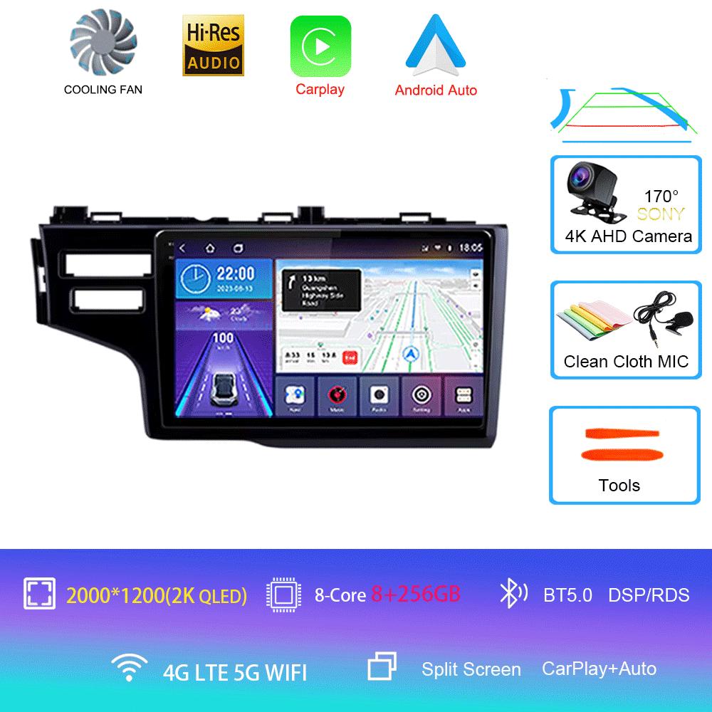 Android 14 Car Radio For Honda Jazz 3 2015 - 2020 Fit 3 GP GK 2013-2020 QLED Multimedia Player GPS Navigation BT Carplay Auto