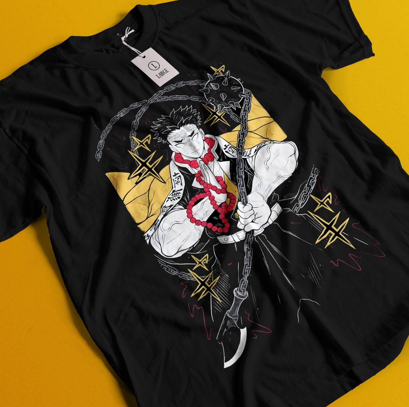 Demon Slayer Shirt Stone Hashira Tshirt Gyomei Himejima T-Shirt Mens Womens Tees Top Muzan Tanjiro 3XL
