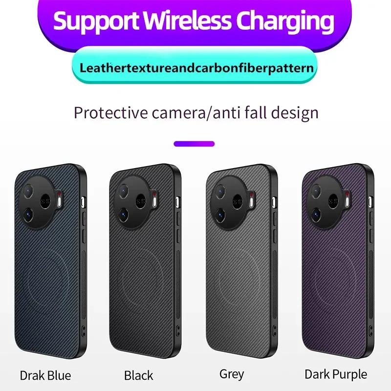 Magnetic Silicone Case For Tecno Camon 30 Pro 4G 5G Wireless Charging Carbon Fiber PU Leather Anti-Drop Soft Cover Phone Cases