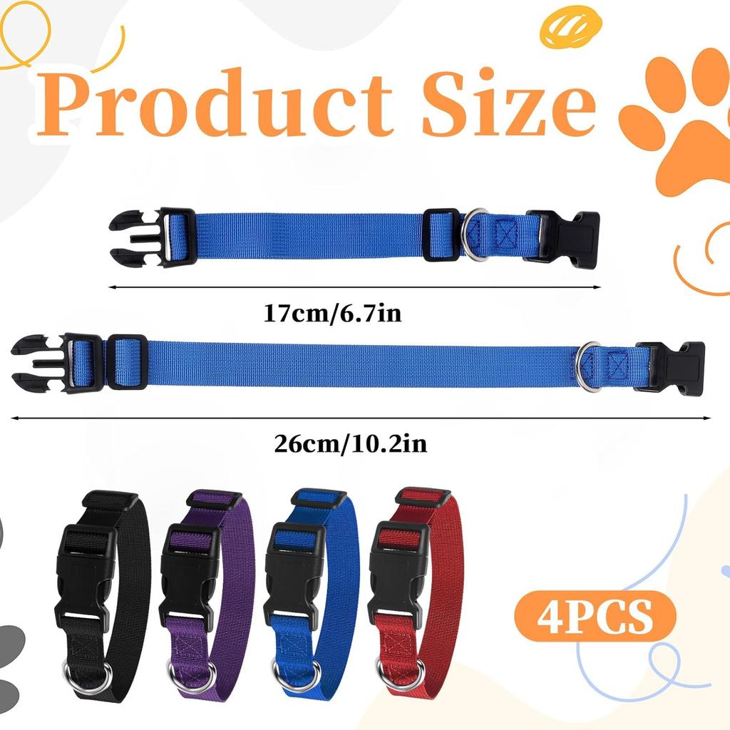 4 Pack Medium Basic Dog Collars Adjustable Dog Collars for Large Breakaway Dogs Collar Classic Pet Dogs Collar with Quick Release Buckle for Walking