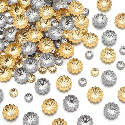 50pcs Stainless Steel Flower Beads Caps Metal Spacer Bead Caps For Jewelry Making DIY Bracelets Necklace Accessories Wholesale