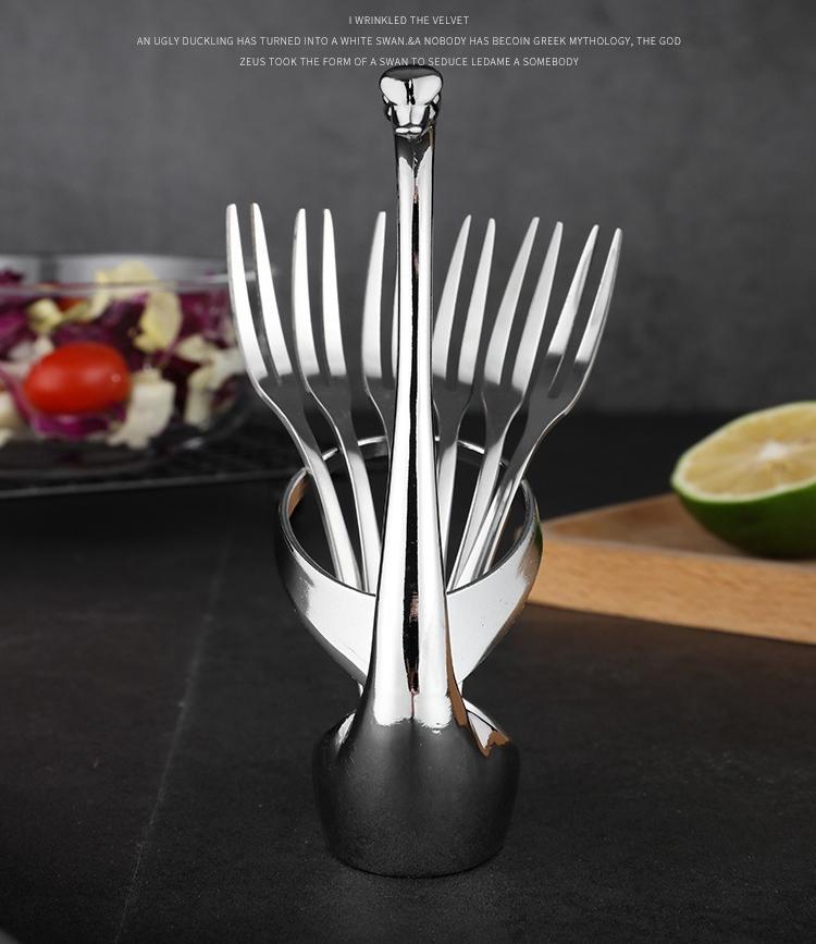 Spoon Fork Flatware Holder Swan Shape Stainless Steel Flatware Base Holders for Home Dinnerware or Wedding Party Decoration
