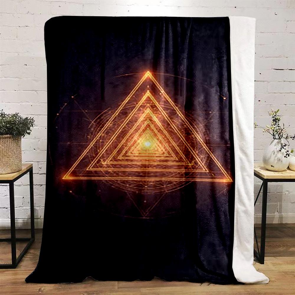 Geometric Glow Triangle Design printed Flannel blanket for bedroom, living room, sofa, and nap