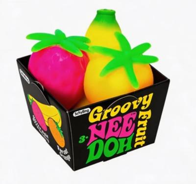 3PCS Schylling Nee Doh Fruit Squishy Toy Banana Orange Strawberry Slow Rising Anxiety Relief Relaxing Accessory Stress Relief