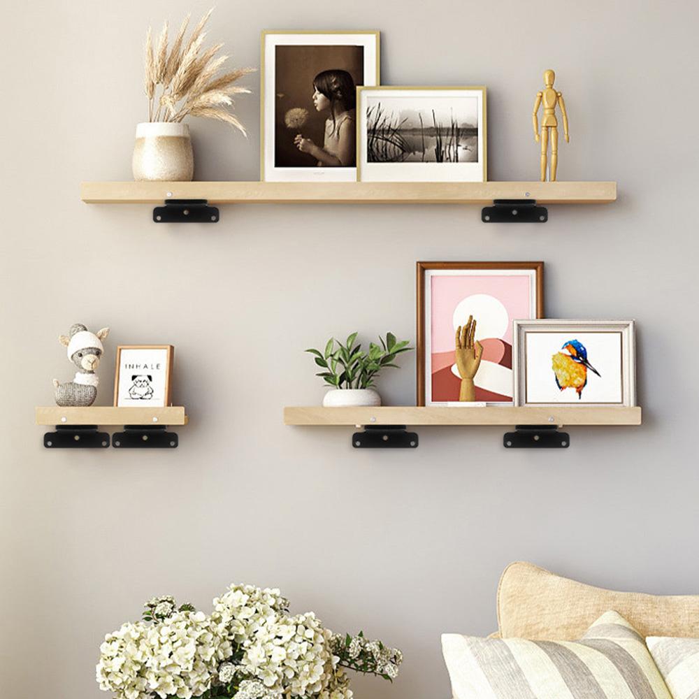 2Pcs Heavy Duty Carbon Steel L Shaped Bracket - Invisible Shelf Support with Screws, Wooden Board Rack Wall Mount Hardware